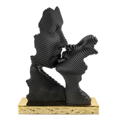 Bongelli Preziosi Bacio Stilizzato Scultura in marmorino piccola con base oro Colore: Nero
