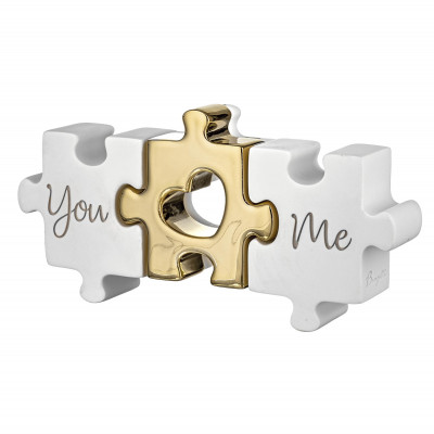 Bongelli Preziosi Puzzle Scultura in marmorino "You Love Me" Colore: Bianco/Oro