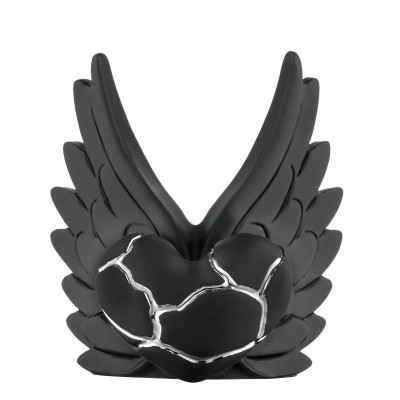 Bongelli Preziosi Cuore Ali Scultura in stile kintsugi dal design moderno Colore: Nero/Nero/Argento