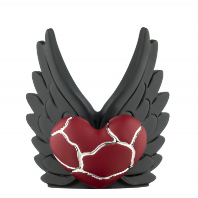 Bongelli Preziosi Cuore Ali Scultura in stile kintsugi dal design moderno Colore: Nero/Rosso/Argento