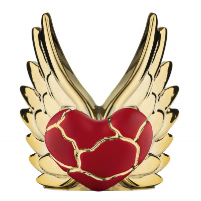 Bongelli Preziosi Cuore Ali Scultura in stile kintsugi dal design moderno Colore: Oro/Rosso/Oro