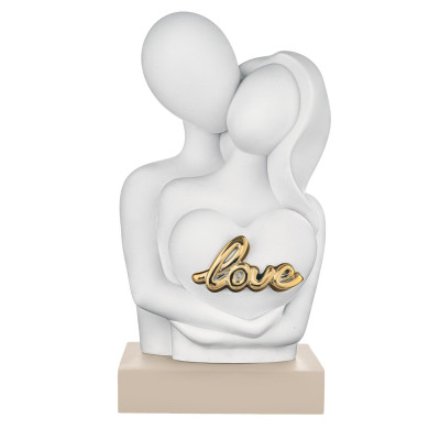 Bongelli Preziosi Love Scultura media con abbraccio di innamorati con cuore in marnorino Colore: Nocciola