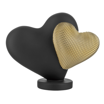Bongelli Preziosi Doppio Cuoricino Scultura media con doppio cuore in marmorino Colore: Nero/Oro