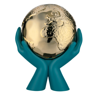 Bongelli Preziosi Scultura moderna con mani che stringono la madre terra Colore: Ottanio/Oro