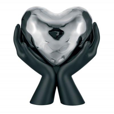Bongelli Preziosi Scultura moderna grande con mani che stringono un cuore Colore: Nero/Argento