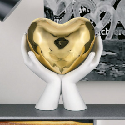 Bongelli Preziosi Scultura moderna grande con mani che stringono un cuore Colore: Bianco/Oro