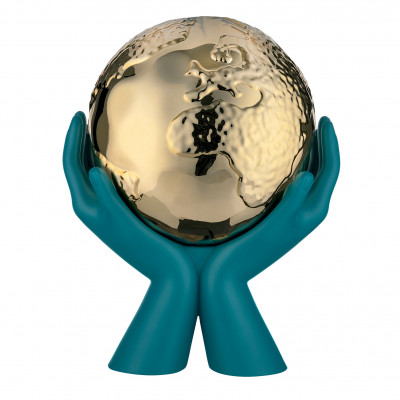 Bongelli Preziosi Scultura moderna piccola con mani che stringono la madre terra Colore: Ottanio/Oro
