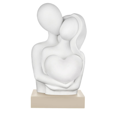 Bongelli Preziosi Cuore Scultura piccola con abbraccio di innamorati con cuore in marnorino Colore: Nocciola