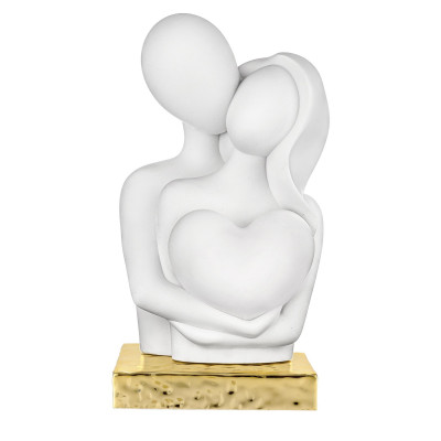 Bongelli Preziosi Cuore Scultura piccola con abbraccio di innamorati con cuore in marnorino Colore: Oro