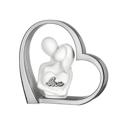 Bongelli Preziosi Cuore Scultura piccola in marmorino con cuore e coppia con scritta love Colore: Argento