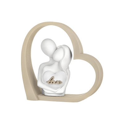 Bongelli Preziosi Cuore Scultura piccola in marmorino con cuore e coppia con scritta love Colore: Nocciola