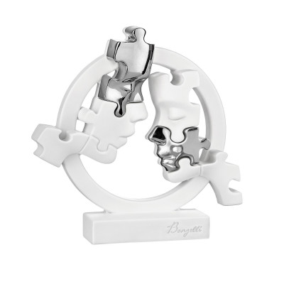 Bongelli Preziosi Puzzle Scultura piccola in marmorino con visi Colore: Bianco/Argento