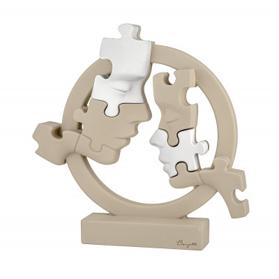 Bongelli Preziosi Puzzle Scultura piccola in marmorino con visi Colore: Nocciola