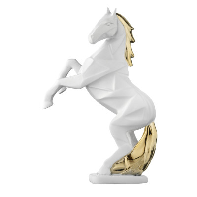 Bongelli Preziosi Cavalli Scultura piccola in marmorino dal design moderno Colore: Bianco/Oro