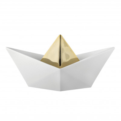 Bongelli Preziosi Origami Scultura piccola in marmorino dal design moderno con Barchetta Colore: Oro/Bianco