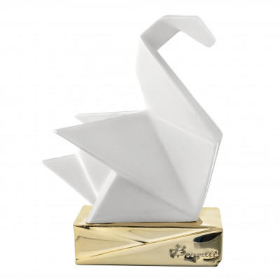 Bongelli Preziosi Origami Scultura piccola in marmorino dal design moderno con Cigno Colore: Oro/Bianco