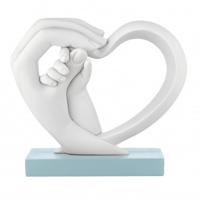 Bongelli Preziosi Scultura piccola in marmorino dal design moderno con mani e cuore Colore: Celeste