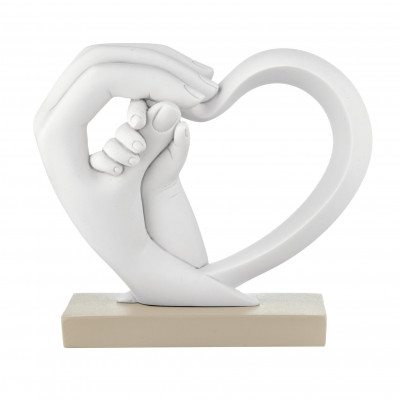 Bongelli Preziosi Scultura piccola in marmorino dal design moderno con mani e cuore Colore: Nocciola