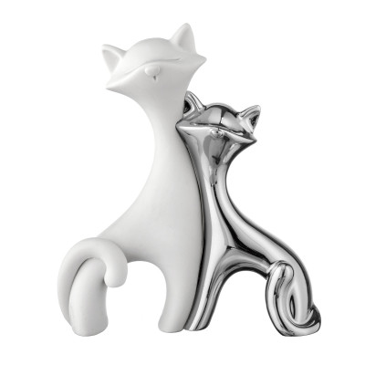Bongelli Preziosi Gatti Scultura piccola in marmorino dal design moderno Colore: Argento/Bianco