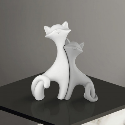Bongelli Preziosi Gatti Scultura piccola in marmorino dal design moderno Colore: Grigio/Bianco