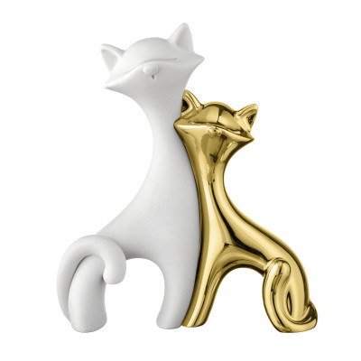 Bongelli Preziosi Gatti Scultura piccola in marmorino dal design moderno Colore: Oro/Bianco