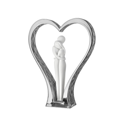 Bongelli Preziosi Cuore Scultura piccola in marnorino con innamorati abbracciati Colore: Argento