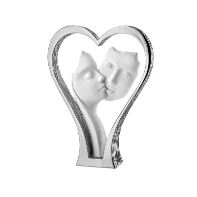Bongelli Preziosi Cuore Scultura piccola in marnorino cuore con visi Colore: Argento
