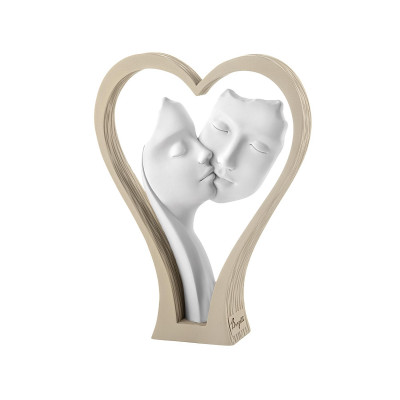 Bongelli Preziosi Cuore Scultura piccola in marnorino cuore con visi Colore: Nocciola