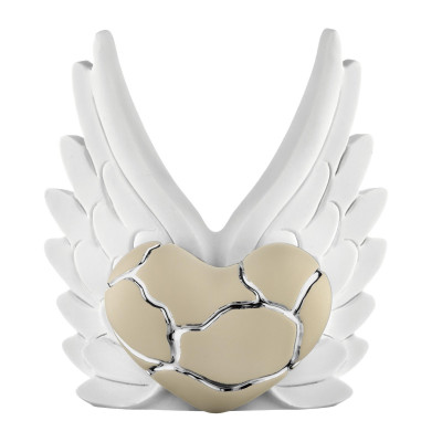 Bongelli Preziosi Cuore Ali Scultura piccola in stile kintsugi dal design moderno Colore: Bianco/Nocciola/Argento