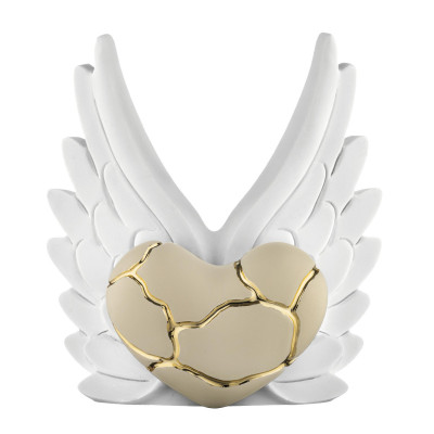 Bongelli Preziosi Cuore Ali Scultura piccola in stile kintsugi dal design moderno Colore: Bianco/Nocciola/Oro