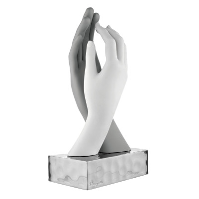 Bongelli Preziosi Mani Scutura da tavolo grande dal design moderno in marmorino Colore: Argento/Grigio