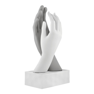 Bongelli Preziosi Mani Scutura da tavolo grande dal design moderno in marmorino Colore: Bianco/Grigio