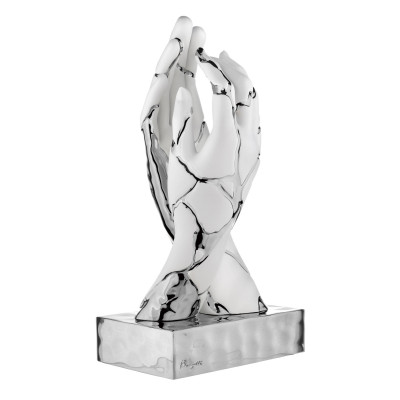 Bongelli Preziosi Mani Scutura da tavolo grande in marmorino kintsugi dal design moderno Colore: Argento/Bianco