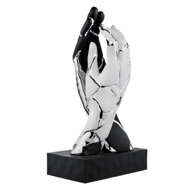 Bongelli Preziosi Mani Scutura da tavolo grande in marmorino kintsugi dal design moderno Colore: Nero/Argento