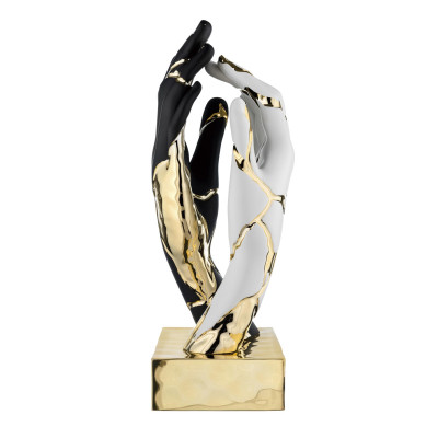 Bongelli Preziosi Mani Scutura da tavolo grande in marmorino kintsugi dal design moderno Colore: Oro/Nero