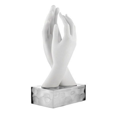 Bongelli Preziosi Mani Scutura da tavolo media dal design moderno in marmorino Colore: Argento/Bianco