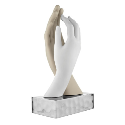 Bongelli Preziosi Mani Scutura da tavolo media dal design moderno in marmorino Colore: Argento/Nocciola