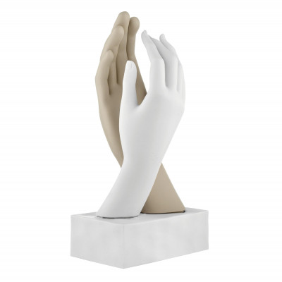 Bongelli Preziosi Mani Scutura da tavolo piccola dal design moderno in marmorino Colore: Bianco/Nocciola