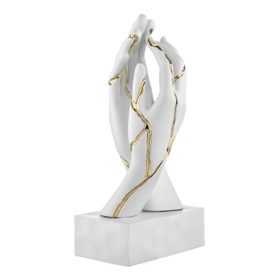 Bongelli Preziosi Mani Scutura da tavolo piccola in marmorino dal design moderno kintsugi Colore: Bianco/Oro