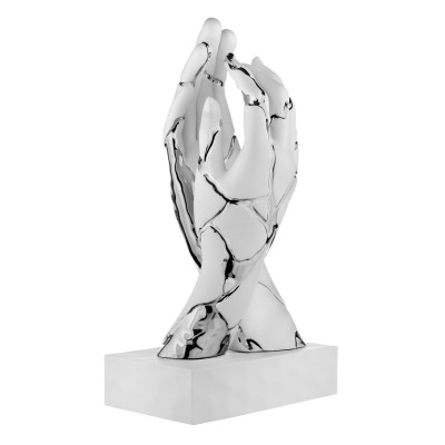 Bongelli Preziosi Mani Scutura da tavolo piccola in marmorino dal design moderno kintsugi Colore: Bianco/Argento