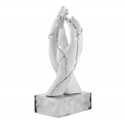 Bongelli Preziosi Mani Scutura da tavolo piccola in marmorino kintsugi dal design moderno Colore: Argento/Bianco