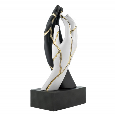 Bongelli Preziosi Mani Scutura da tavolo piccola in marmorino kintsugi dal design moderno Colore: Nero/Oro