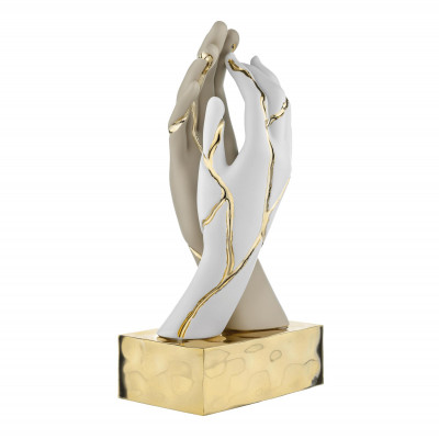 Bongelli Preziosi Mani Scutura da tavolo piccola in marmorino kintsugi dal design moderno Colore: Oro/Nocciola