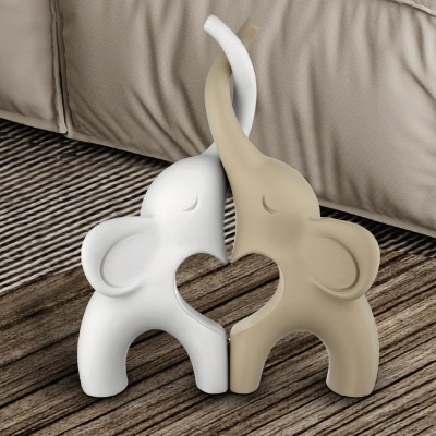 Bongelli Preziosi Elefanti Scutura piccola in marmorino dal design moderno Colore: Nocciola/Bianco