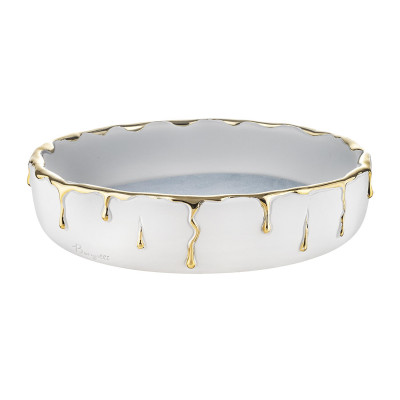 Bongelli Preziosi Rugiada Svuota tasche in marmorino con decori a goccia design moderno ed elagante Colore: Bianco/Oro