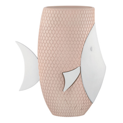 Bongelli Preziosi Vaso alto da interno in marmorino a forma di pesce dal design moderno Colore: Cipria