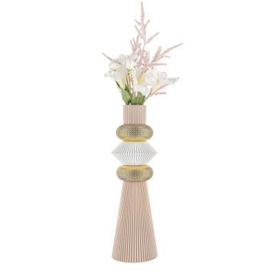 Bongelli Preziosi Modular Vaso alto in marmorino con decori geometrici dal design moderno Colore: Cipria