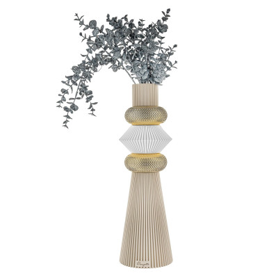 Bongelli Preziosi Modular Vaso alto in marmorino con decori geometrici dal design moderno Colore: Nocciola/Oro