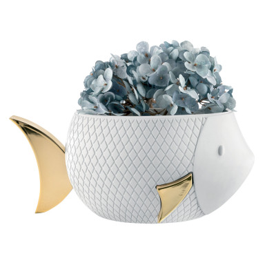 Bongelli Preziosi Vaso basso da interno in marmorino a forma di pesce dal design moderno Colore: Bianco