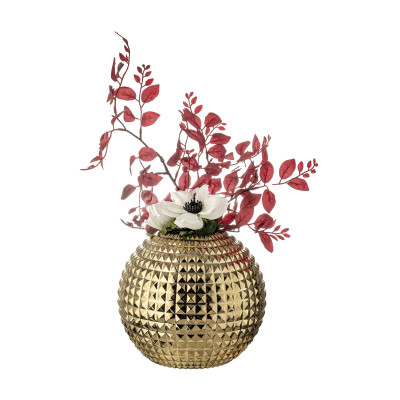 Bongelli Preziosi - Diamond - Vaso in marmorino a boccia grande dal design elegante - Colore: Oro - SKU: ME2677/3OR